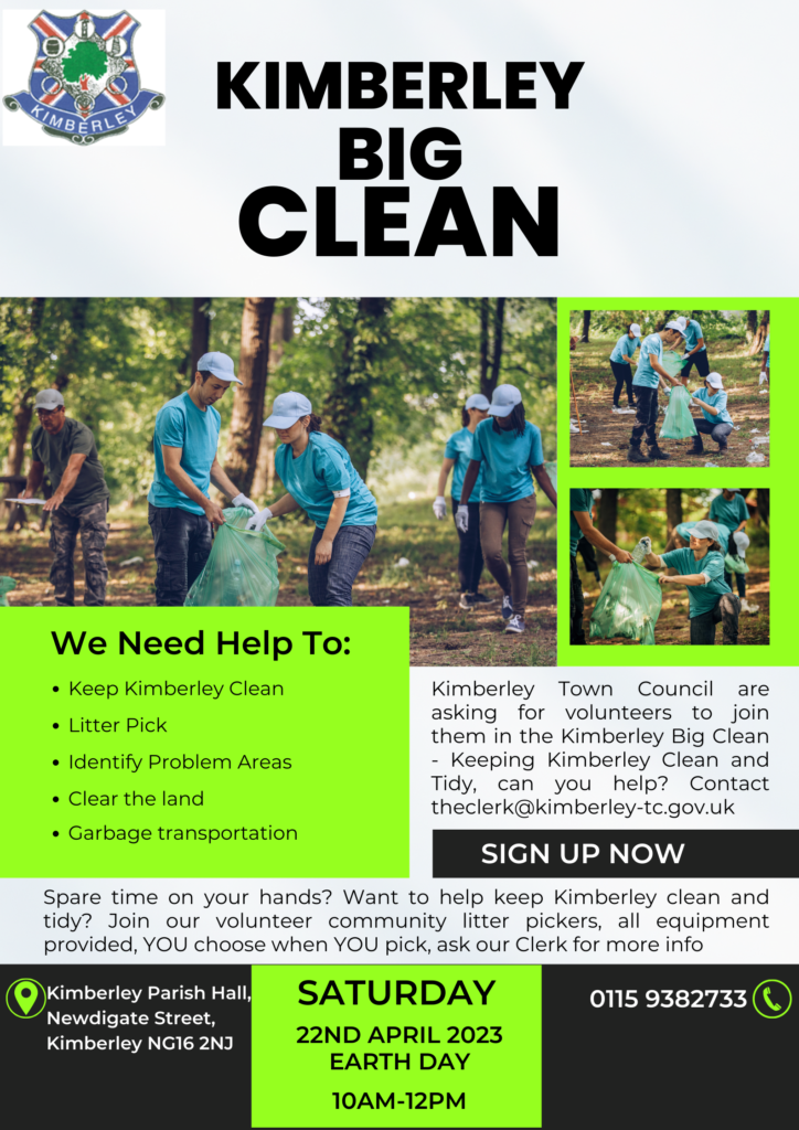 Kimberley Big Clean Litter Pick Poster 10am Saturday 22nd May