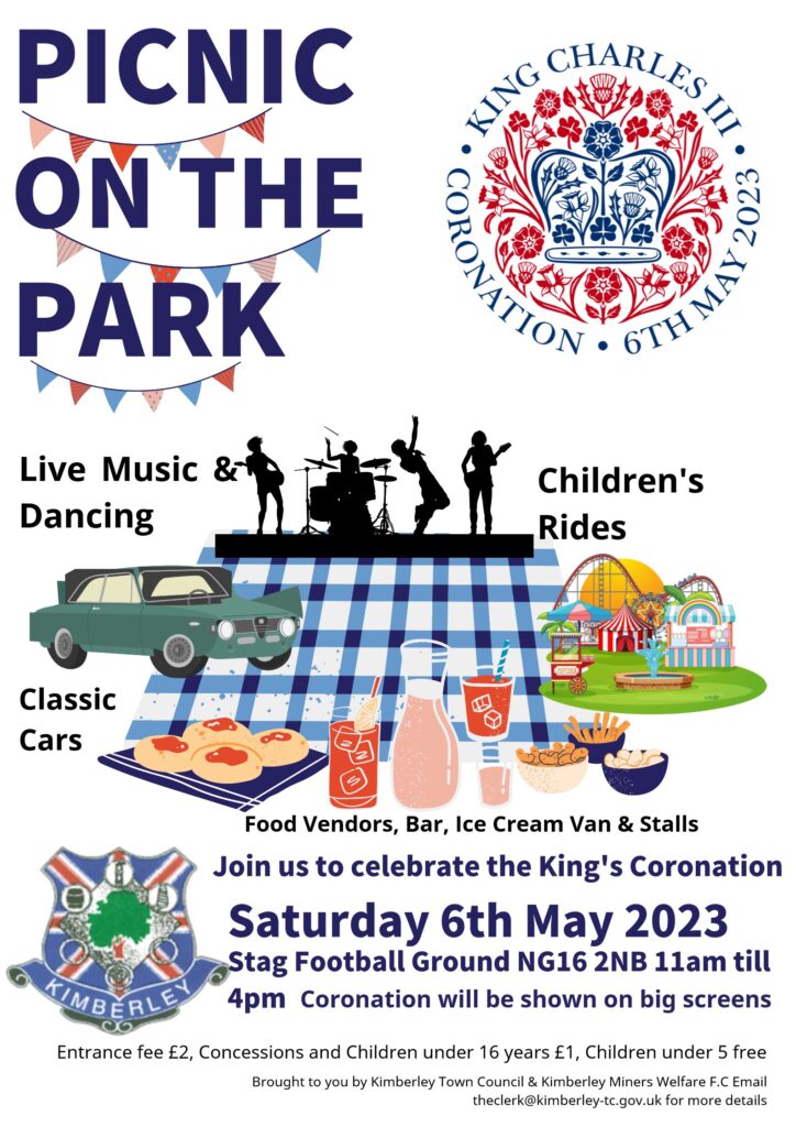 King Charles Coronation Picnic in the Park Poster Saturday 6th May 2023