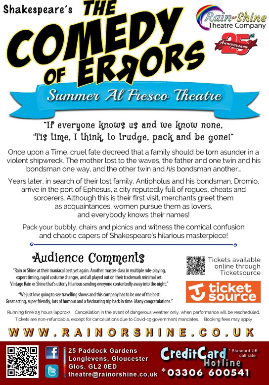 The Comedy of Errors, outdoor theatre at Kimberley Instutute Cricket Club by Rain or Shine Theatre Company page 2